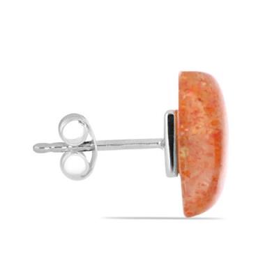 BUY 925 SILVER NATURAL ORANGE SUNSTONE GEMSTONE EARRINGS